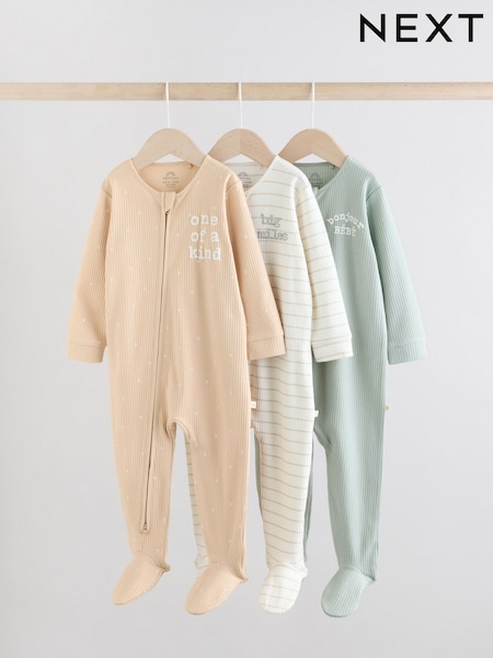 Metino zelena - Two Way Zip Baby Sleepsuits 3 Pack (0-2yrs) (AA6202) | € 25 - € 27