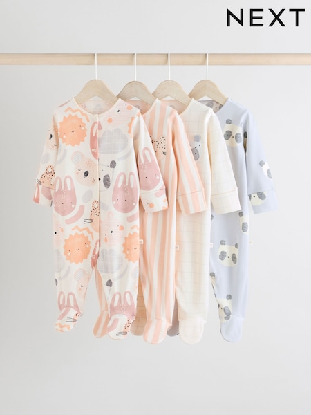 Multicolor - Baby Animal Print 100% Cotton Sleepsuits 4 Pack (0mths-2yrs) (AA6204) | 36 € - 39 €