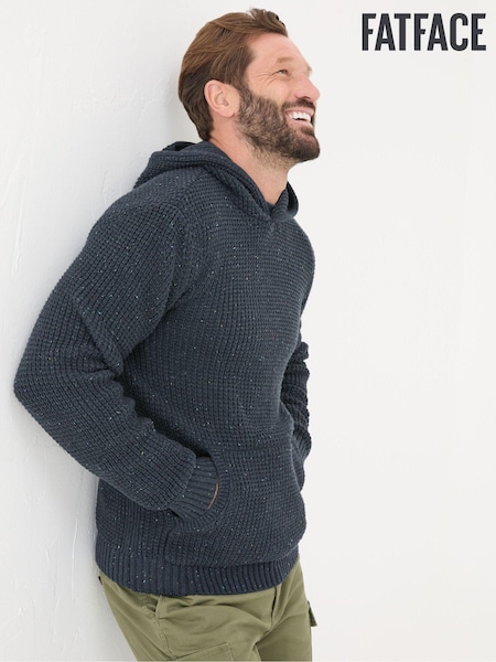 FatFace Navy Waffle Knitted Hoodie (AA6235) | €52.50
