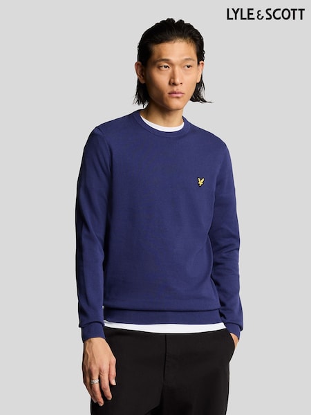 Albastru - Pulover din bumbac Tricou la baza gâtului Lyle &Scott (AA6250) | 338 LEI