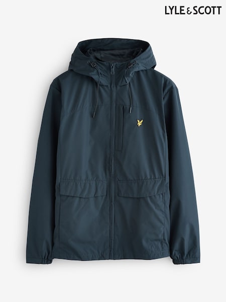 Lyle & Scott Blue Lightweight Hooded Zip Through Jacket (AA6256) | €165