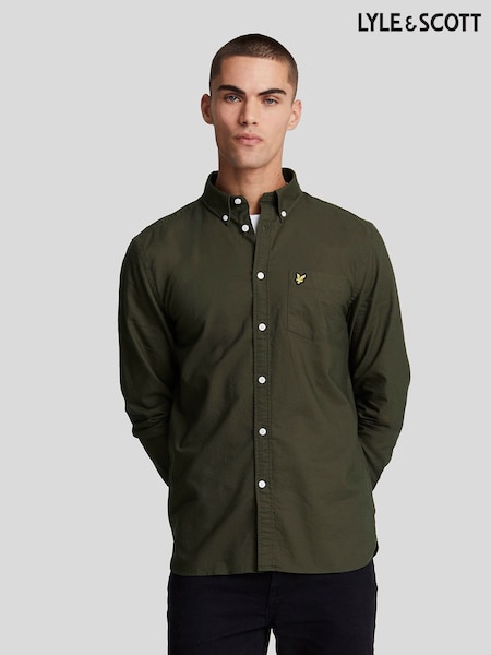 Lyle & Scott Green 100% Cotton Plain Oxford Shirt (AA6270) | €43