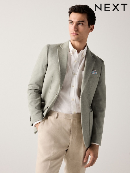 Sage Green Slim Fit Soft Touch Textured Jersey Blazer (AA6288) | €84