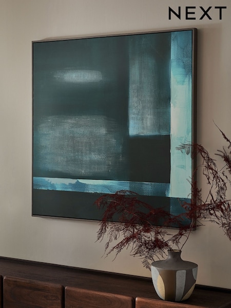 Teal Blue Abstract Framed Canvas Wall Art (AA6390) | €132