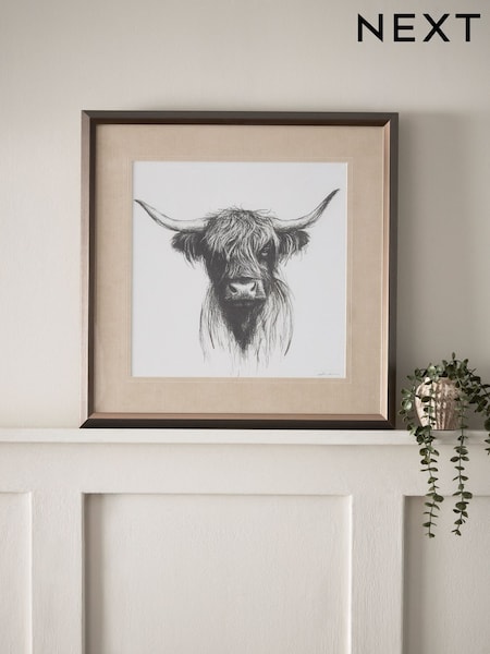 Monochrome Hamish The Highland Cow Sketch Style Wall Art (AA6399) | €52
