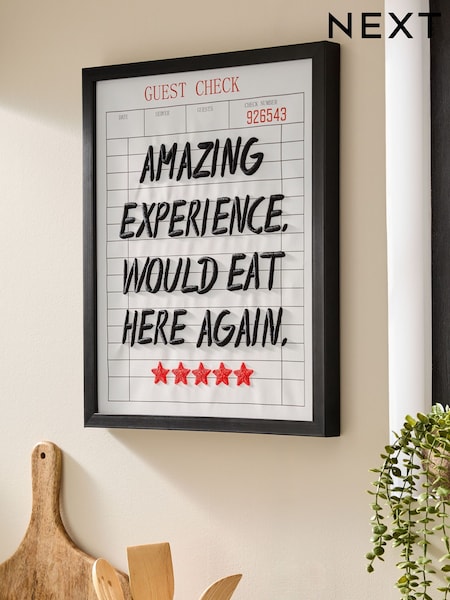Black/White Embroidered Would Eat Here Again Slogan Wall Art (AA6404) | €44
