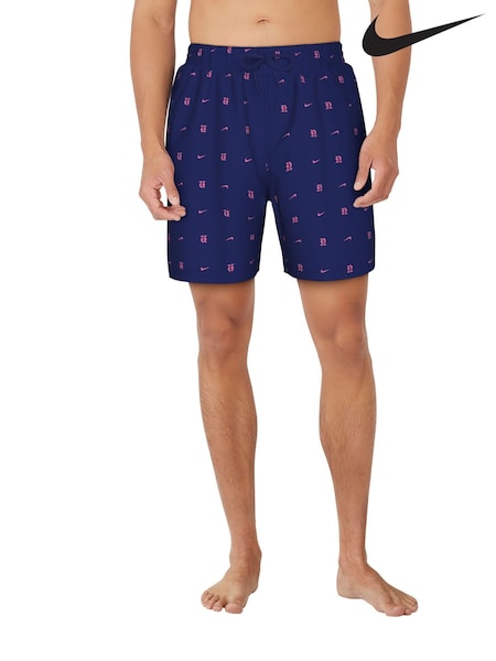 Nike Navy Luxe Letter Logo 7 Inch Volley Swim Shorts (AA6438) | €66