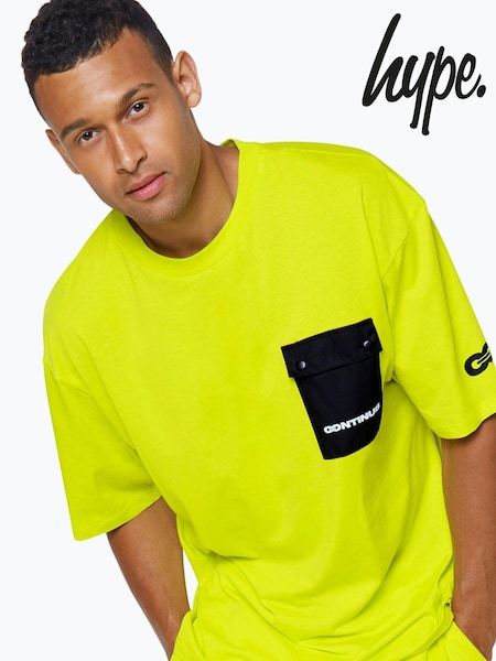 Hype. Yellow Continu8 Unisex Cargo Pocket Boxy T-shirt (AA6457) | ‏151‏₪