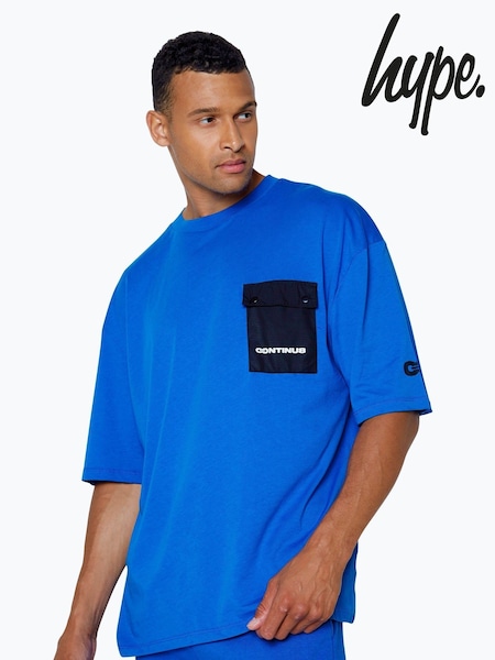Hype. Blue CONTINU8 Unisex Cargo Pocket Boxy T-Shirt (AA6461) | €53
