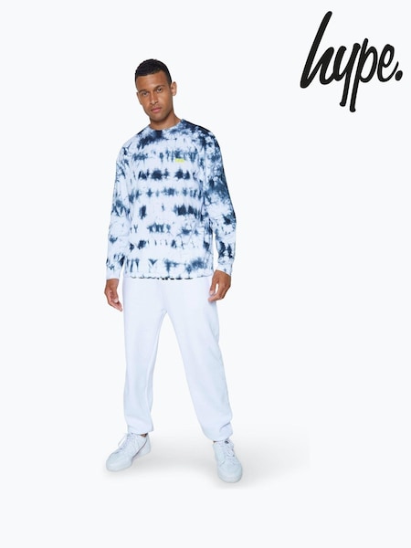 Hype. CONTINU8 Unisex Mono Tie Dye Long Sleeve Boxy Blue T-Shirt (AA6476) | €46