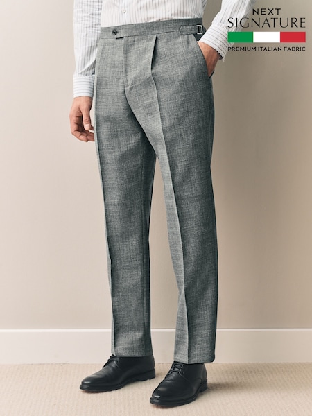 Cinza - Slim Fit Nova Fides Italian Linen Blend Fabric Suit Trousers (AA6534) | R$ 660