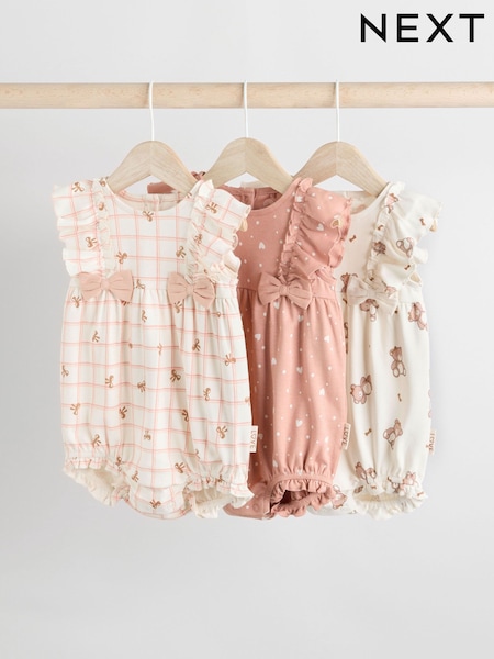Brown ja Vaaleanpunainen - Baby Bow Rompers 3 Pack (AA6650) | €28 - €34
