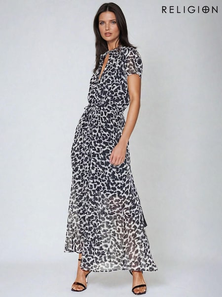 Religion Black Destiny Shirt Dress in Classic Leopard Print (AA6671) | €53