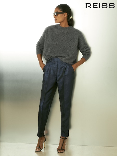 Reiss Navy Sienna Sparkle Tapered Trousers (AA6722) | €73