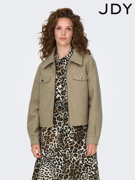 JDY Natural Zip Through Boucle Jacket (AA6776) | €37
