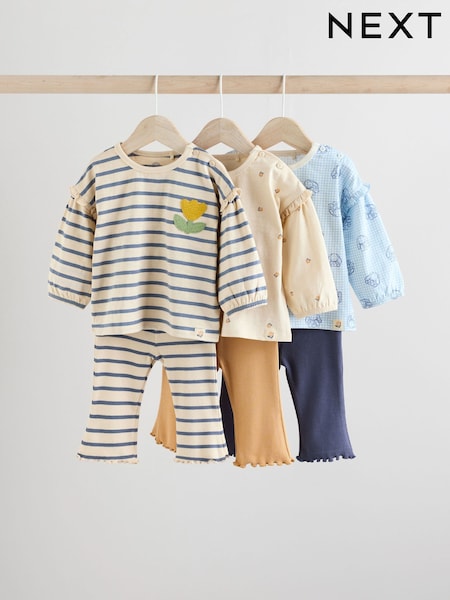 Navy/White Stripe Baby Long Sleeve Top And Leggings 6 Piece Set (0mths-3yrs) (AA6805) | €39 - €41