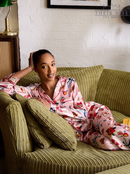 Their Nibs Mon Coeur Recycled Satin Long Traditional Pyjamas Set (AA6833) | ‏116 د.إ.‏
