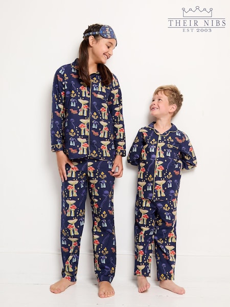 Their Nibs Mushroom Stars 100% Cotton Traditional Long Pyjamas (AA6849) | 100 LEI