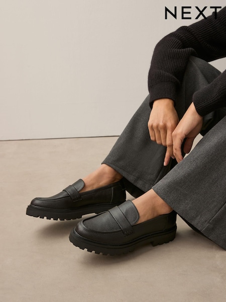 Black Standard/Wide Fit Forever Comfort® Chunky Loafers (AA6858) | ₪120