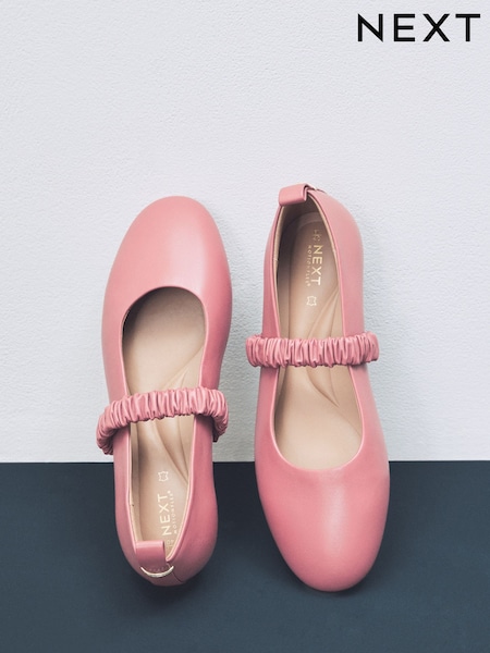 ורוד עדין - Forever Comfort® Premium Leather With Motionflex Ruched Mary Jane Shoes (AA6870) | ‏187‏₪