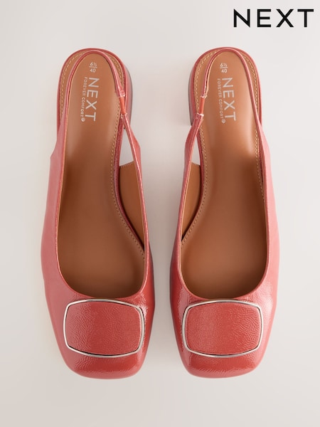 Terracotta Forever Comfort® Square Toe Hardware Detail Slingbacks (AA6882) | R$ 295