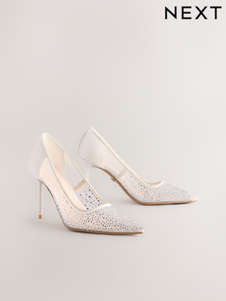 Ivory Forever Comfort® Wedding Point Toe Jewel Mesh Wedding Courts (AA6902) | R$ 490