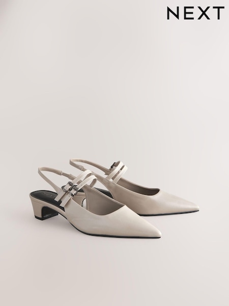 عاجي - Forever Comfort® Point Toe Double Mary Jane Low Block Heels (AA6916) | ‏17 ر.ع.‏