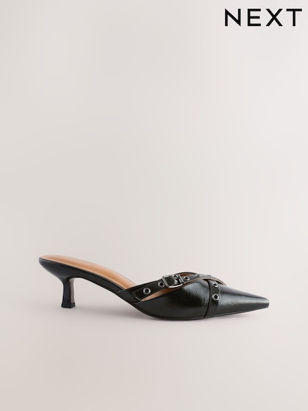 أسود - Forever Comfort® Point Eyelet Kitten Mules (AA6919) | ‏151 د.إ.‏