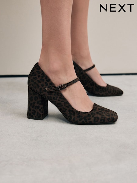Leopard Forever Comfort® Leather Square Toe Block Heel Mary Jane Shoes (AA6943) | 292 QAR