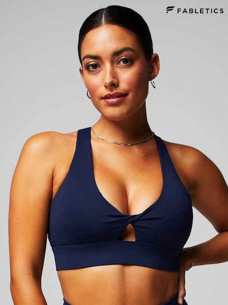 Fabletics Blue Oasis Twist Medium Impact Sports Bra (AA7012) | €78