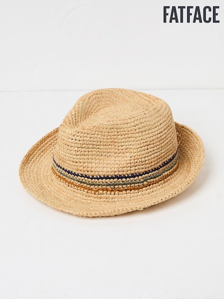 Fatface Stripe Straw Trilby Hat (AA7076) | 40 €