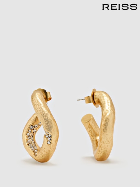 Gold Tone - Reiss Fatima Crystal-detail Sculpted Hoop Earrings