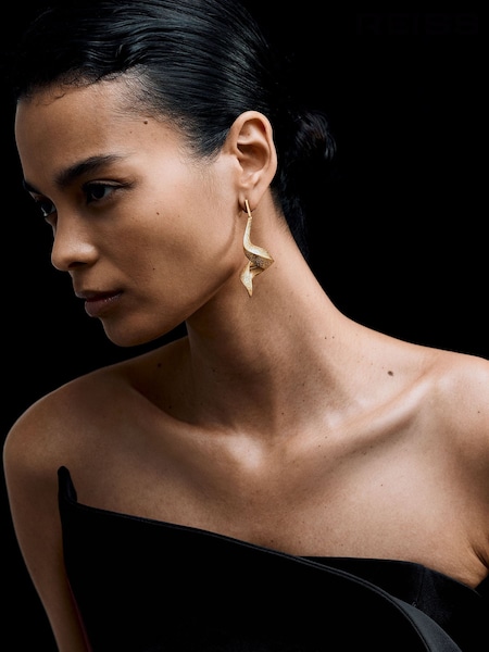 Gold Tone - Reiss Florine Floral Twist Drop Earrings