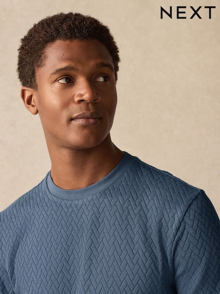 Sininen - Smart Textured T-Shirt (AA7242) | €21