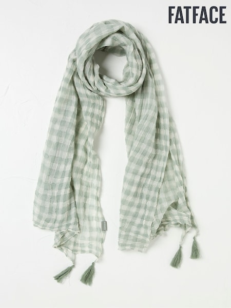 Green 100% Cotton Gingham Lightweight Scarf (AA7253) | €33