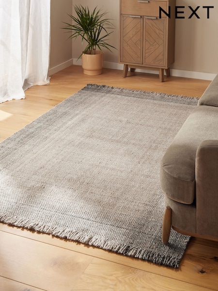 Grey Border Basket Weave Rug (AA7288) | €106 - €305