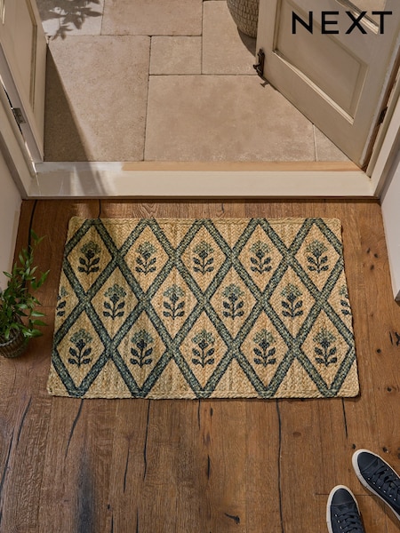 Natural Floral Printed Jute Doormat (AA7319) | €25 - €36