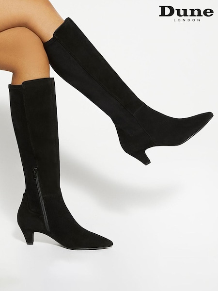 Dune London Black Sera Comfort Kitten Heel Boots (AA7347) | €203