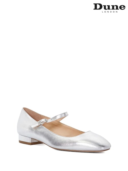 Dune London Silver Habbs Buckle Mary Jane Shoes (AA7349) | €50