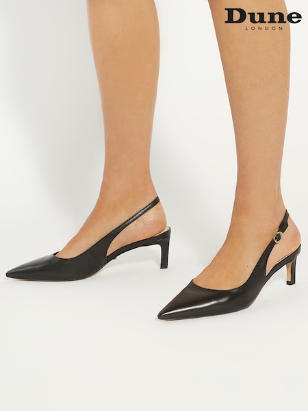 Negru - Dune London Celinna Set Back Kitten Slingback Shoes (AA7353) | 737 LEI
