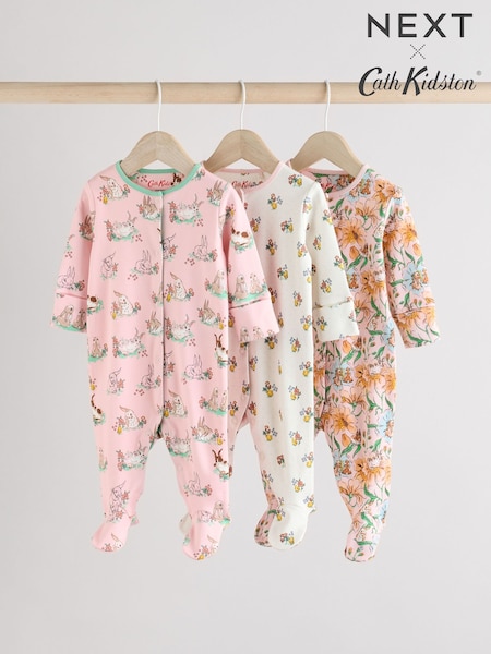 Rosa/crudo - Cath Kidston Floral Baby 100% Cotton Sleepsuits 3 Pack (AA7360) | 32 € - 36 €