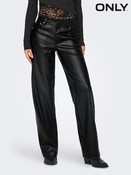 ONLY High Waist Wide Leg Faux Leather Trousers (AA7403) | 37 €