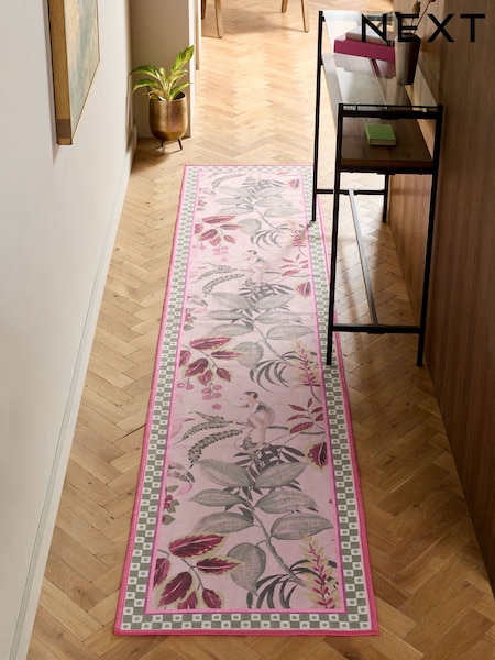 Pink Washable Exotic Monkey Floral Runner (AA7445) | 1,760 UAH - 2,543 UAH