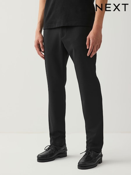 Black Slim Fit Smart Motionflex Trousers with Internal Drawcord (AA7447) | €44