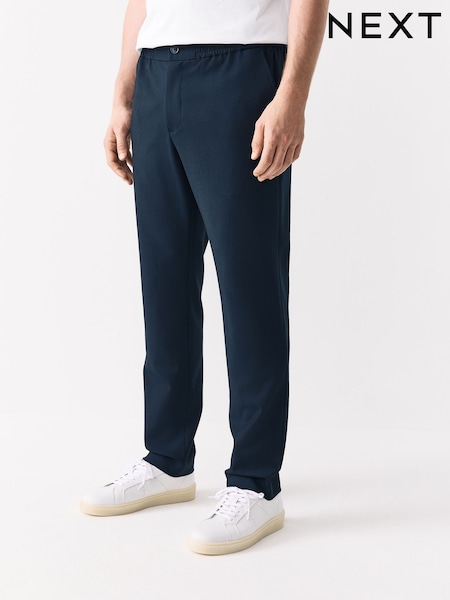 כחול כהה - Slim Fit Smart Motionflex Trousers with Internal Drawcord (AA7457) | ‏131‏₪