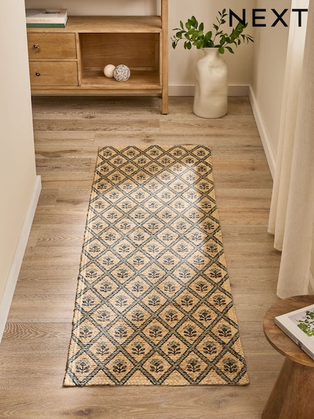 Natural Floral Printed Jute Runner (AA7466) | SGD 117 - SGD 168