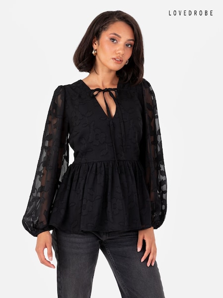 Schwarz - Lovedrobe – Langärmliges Burnout-Oberteil (AA7484) | 29 €