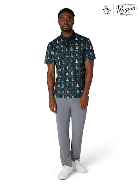 Original Penguin Golf Petes Flash Drinking Cards Black Polo Shirt (AA7511) | 92 €