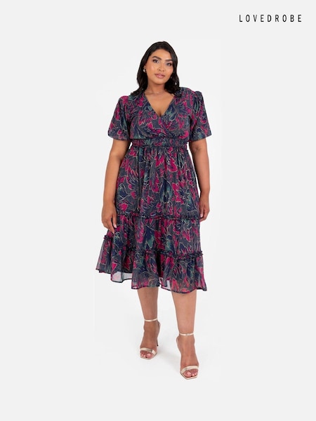 Lovedrobe Shirring Waist Puff Sleeve Midi Dress (AA7514) | €45