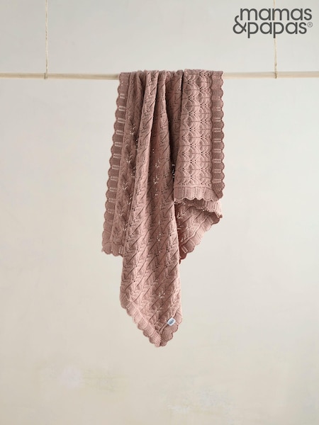 Mamas & Papas Pink Welcome To The World Wildflower Knitted Blanket (AA7522) | €47